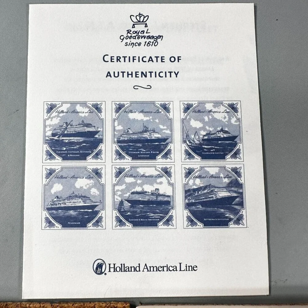 Holland America Line Coaster Ceramic Tiles Amsterdam Vintage Royal Goedewaagen